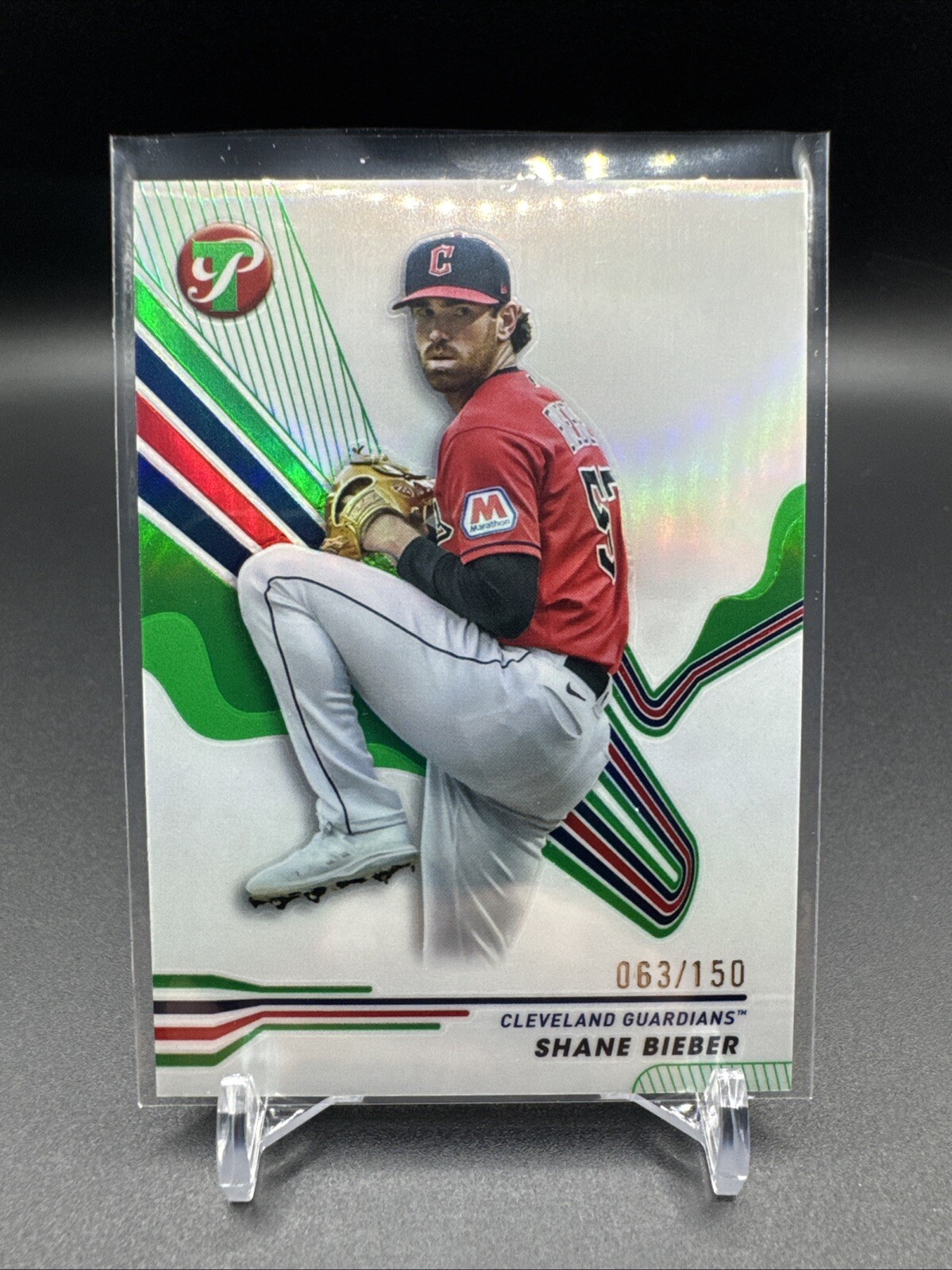 2024 Topps Pristine Shane Bieber Green Refractor 063/150 Cleveland Guardians 🔥
