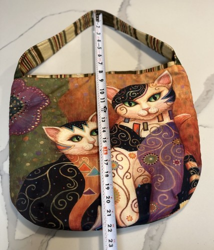 Artistic Cat-Themed Fabric Tote Bag Colorful & Unique Shoulder Bag Cat Lovers - Picture 20 of 24