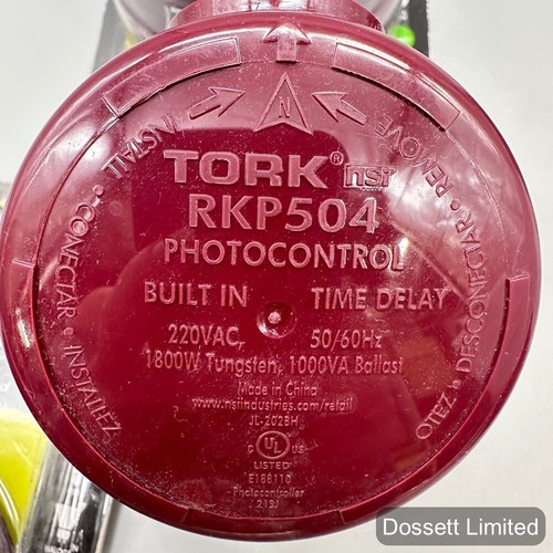 5- Tork 208-277V Twist-Lock Outdoor Dusk to Dawn Photocell - Red - RKP504 - Picture 2 of 6