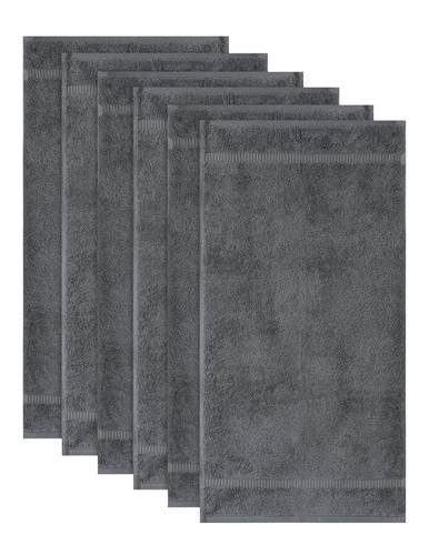 Gray Premium Hand Towel Set 6 Piece 16x30" 100% Turkish Cotton Quick Dry Hotel - Picture 3 of 9