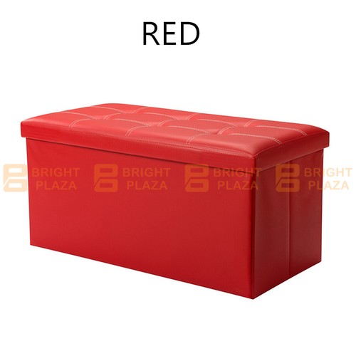 Large Folding Ottoman Storage Footstool Stool Box Pouf Seat Faux Leather Rect. - Picture 15 of 15