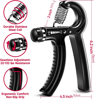 Fitbeast Hand Grip Strengthener Kit - 5 Pack Adjustable Resistance