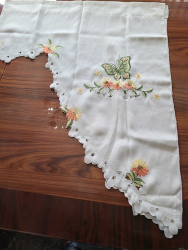 Ivory Green Yellow Orange Valance Floral Butterfly Kitchen Curtains Country Vill