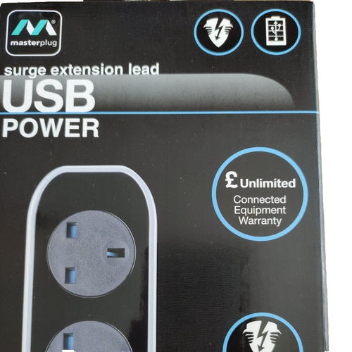 Cable de extensión negro con USB 2M 4 velocidades protegido contra sobretensiones - Masterplug SRGLSU42PB - Imagen 11 de 15