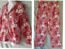 Charter Club Pajama Set Red Pink Long Sleeve Pants Valentine XL 48" BUST