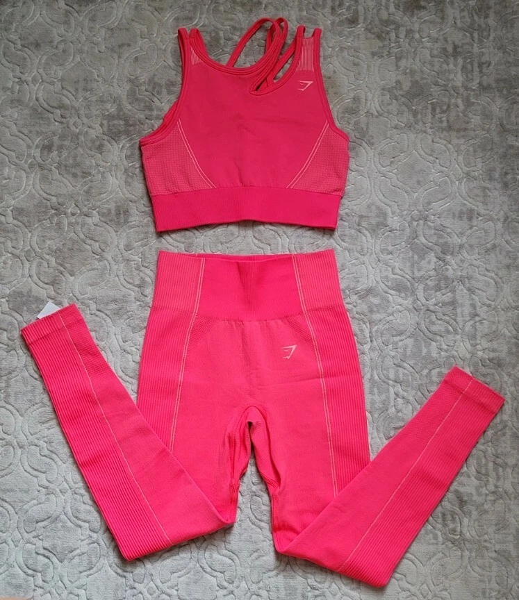 Pink Ombré Gymshark Set. Leggings and Sports bra size small 