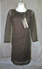 Womens NWT  NOS Dacron 1960's 60s  MOD COHAMA Size 12 dress S M Polka Dot Brown
