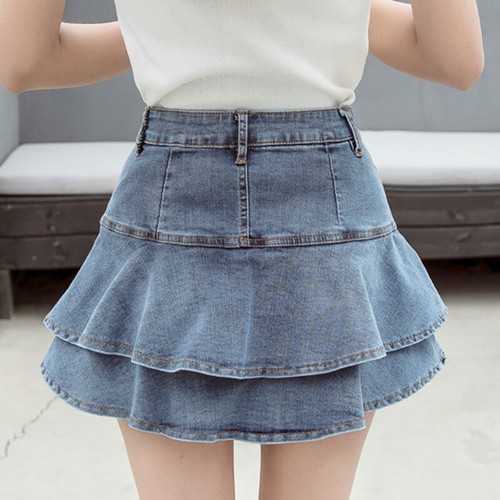 Heißer Verkauf Damen Doppelschicht Tanz Party Freizeit Mode Denim Rock Neu - Bild 8 von 12