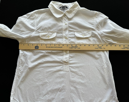 Lands' End Women's White Long Sleeve 3/4 Button Down Shirt Size MP 10-12 Petites - Picture 9 of 11