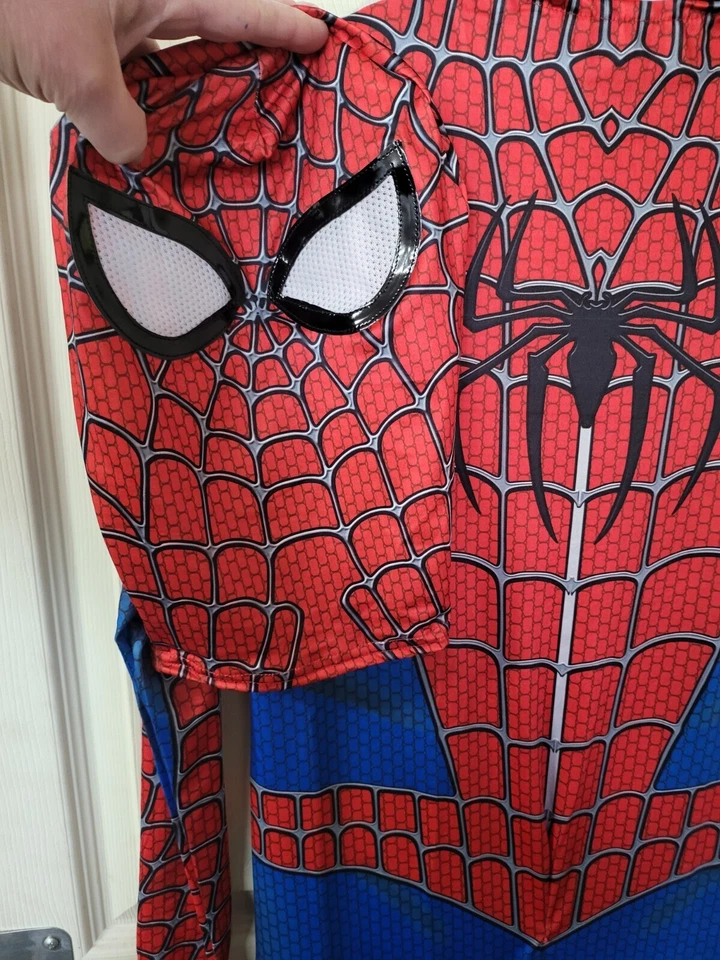 Complete Spiderman Suit Adult LARGE Sh 15" Ch 18" Body 28"L Ins 38" to Toe - Image 4 of 4