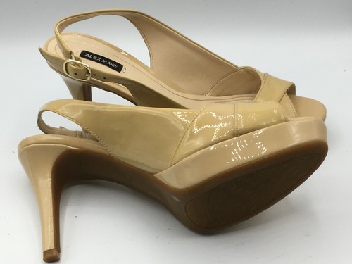 Alex Marie Beige Leather Open Toe 4" Slingback Heel WOMANS Shoes SZ 9.5 M - Picture 8 of 8