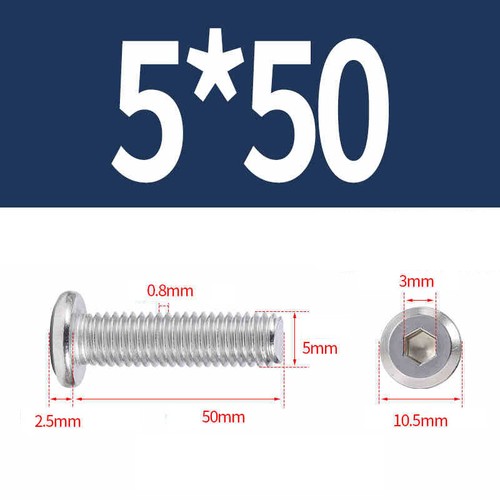 M5 Flachkopfschrauben Möbelschrauben Möbelverbinder Flachkopf Innensechskant - Picture 18 of 26