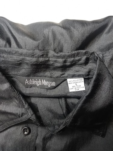Vintage Ashleigh Morgan Blouse Women's Size Small Black Shirt Button Down Top - Picture 10 of 11