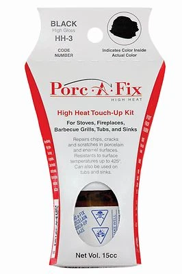 High Heat Porc-A-Fix Touch Up Repair Glaze - Gloss Black - HH-3