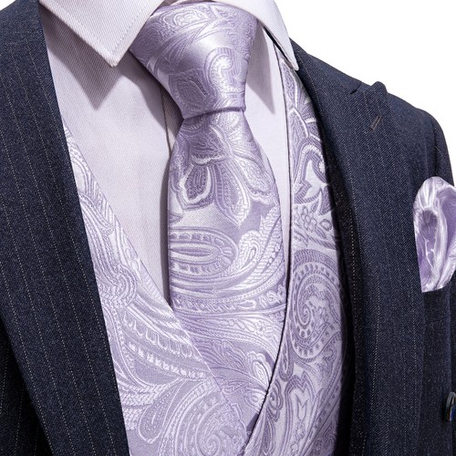 Rojo Paisley Hombres Chalecos Negro Traje Chaleco Conjunto Corbata Vestido de Boda Esmoquin V - Imagen 65 de 88