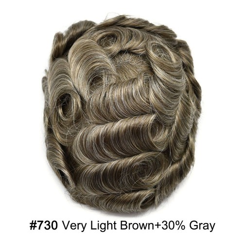 Mens Toupee Hairpiece Fine Mono Poly Human Hair Replacement System Wigs for Men - Picture 76 of 81