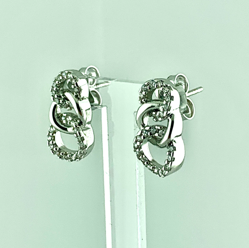 ORECCHINI IN ORO BIANCO 18KT GRUMETTE PENDENTI INCASTONATI LEGGERI A LOBO DONNA - Picture 8 of 20