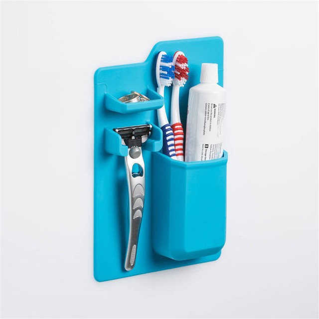 1pc Silicone Bathroom Organizer Mighty Toothbrush Holder 1pc Silicone Bathroom Organizer Mighty Toothbrush Holder Mirror Blueodk