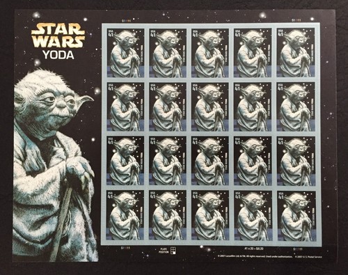 2007 Scott #4205, 41¢, Star Wars - Yoda - Full Sheet of 20 Stamp - Mint NH