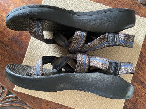 Chaco Men Blue & Gray & Black Sandals US MENS Size 10 Straps Hiking Vibram Soles - Picture 6 of 14