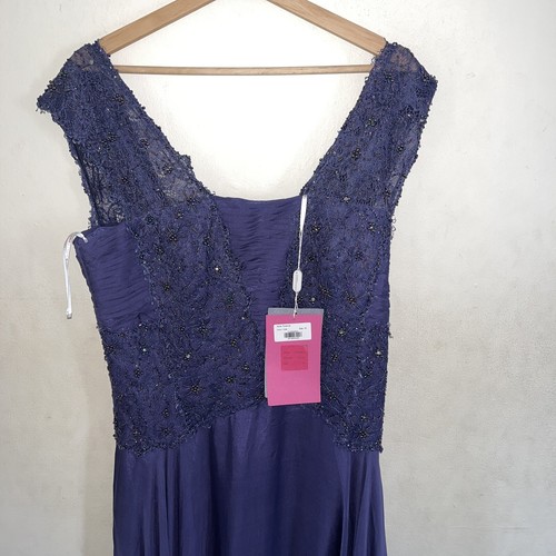 Vestido de Noche Anoushka G Couture Púrpura Sin Mangas Talla 16 Florencia Baile de graduación Nuevo - Imagen 2 de 6