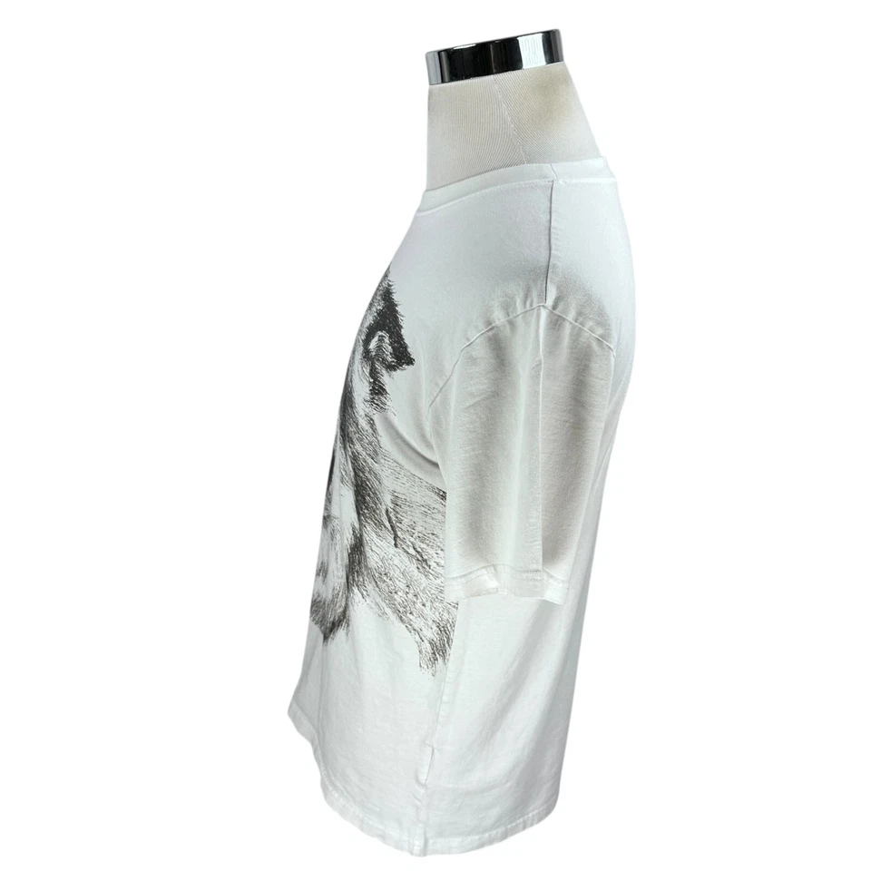 Camiseta para hombre IKEA con estampado de lobo mediana blanca negra gráfica 100 % algodón pulóver Foto 3 de 4