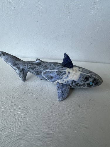 Zuni Blue Shark Fetish Cody Nastacio Sodalite SIGNED 4001 - Picture 3 of 6