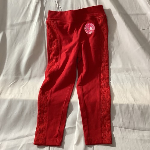 365 Kids Leggings Girls Size 4 Red Lace Tuxedo pull on Valentines Day NEW - Picture 1 of 4