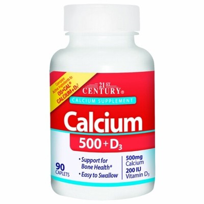 Calcium Plus Vitamin D3 500mg 90 Tabs By 21st Century