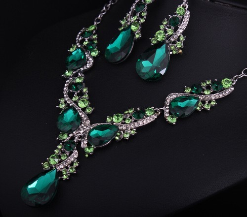 Fashion Flower Women Statement Necklace Earring Crystal Jewelry Set Bridal Gifts - 第 198/661 張圖片