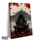 Japanese samurai in armor and view of Mount Fuji decor Wall Art Canvas framed