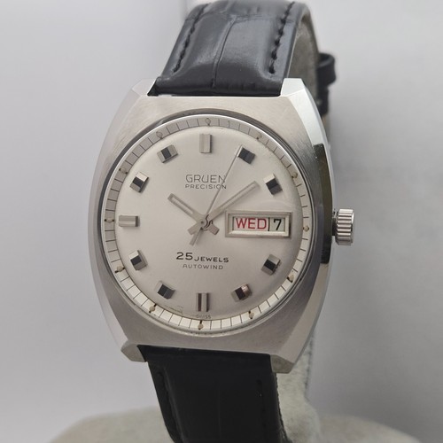 Vintage GRUEN men's automatic watch 712 CD 25Jewels day/date swiss 1960s