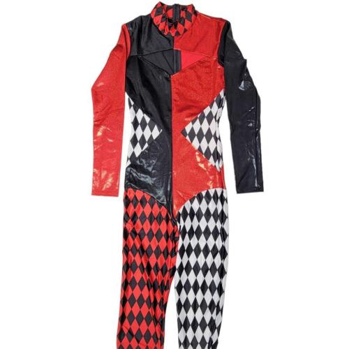 Harley Quinn Kostüm Overall Jester Diamant Beine Metallic Catsuit 4598D Small - Bild 3 von 11
