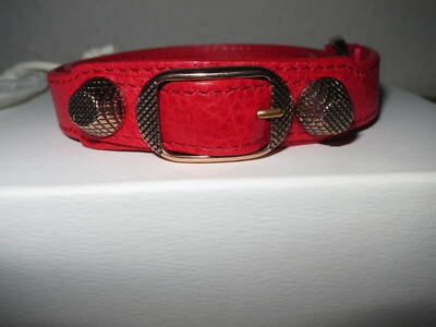 Originale BALENCIAGA Giant Double Armband rot Coquelicot rosegold nieten NEU 