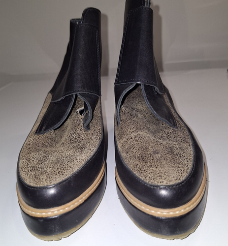 Surface To Air Black Leather Ankle Wedge Boots Hook and Eye Closure Size 7 EU 38 - Picture 9 of 14