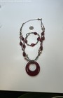 Lia Sophia Gold Tone Red Glass & Faux Pearl Necklace & Bracelet Set 52.7g — photo 4