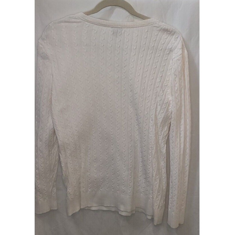 Basic Editions White Knit Long Sleeve Pullover Sw… - image 2