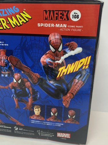 Mafex Spider-Man No. 108 Comic Paint Medicom Toy Action Figure - New w/Box Flaws - Picture 6 of 13