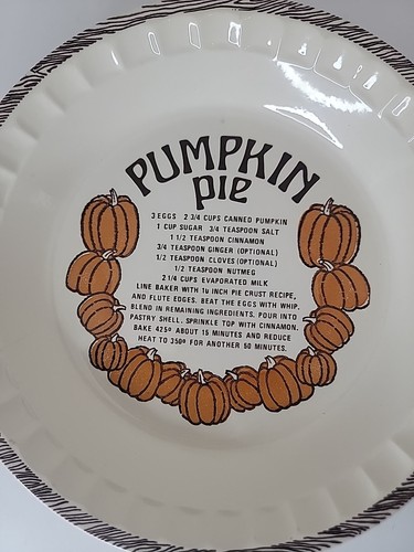 Vintage 1983 Pumpkin Pie Platte tief 11" Schale Royal China Jeanette mit Rezept - Bild 3 von 5