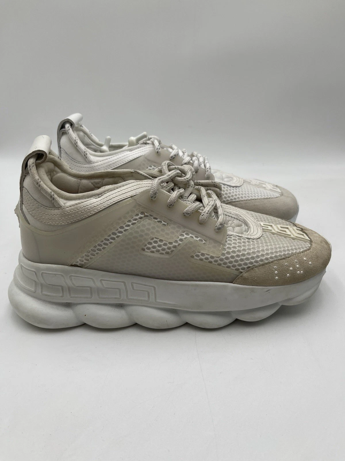 Men’s Versace Chain Reaction sneakers in white mesh and suede Size 41