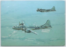 Vintage B-29A Superfortress & B-17G WWII Military Aircraft Postcard