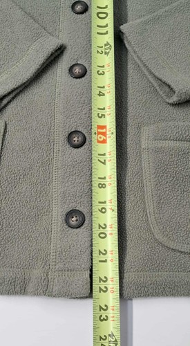 LL Bean Womens Medium Fleece Jacket Button Down Long Sleeve Oilve Green - Picture 5 of 12