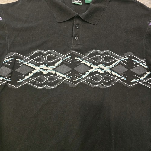 Knockout Y2K Polo Shirt Mens 2X Black Blue Purple White Embroidered Short Sleeve - Picture 7 of 16