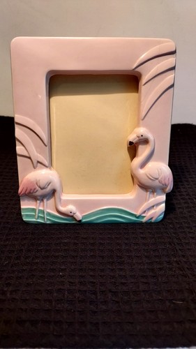 Vintage Vandor 1985 Picture Frame Pink Flamingo And Tropical Theme Preowned - Picture 7 of 15