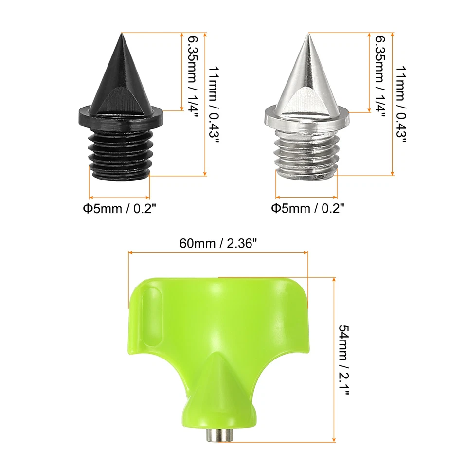 32Pcs 1/4" Carbon Steel Track Spikes Replacement Spikes w Wrench, Black Silver - Image 2 of 4