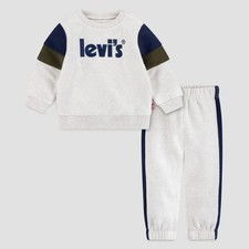 Levi's  Toddler Boys' Snickerdoodle Sweatsuit Set - Heather Cream 4T Gray Size
