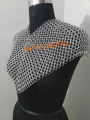 Chainmail shoulder collar armor metal aluminum unisex neck piece gothic cosplay - Picture 3 of 4