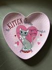 Pottery Barn Kids Heart Shaped Valentine Plate, Kitten Pink