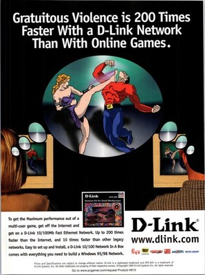 D-Link Gaming 200 x Faster1999 Print Ad/Poster