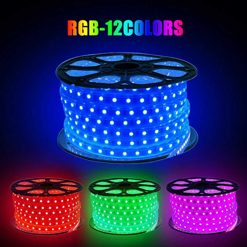 LED Strip 220V 240V 5050 SMD IP67 Waterproof Lights Rope RGB White Blue+UK Plug - Image 3 of 4